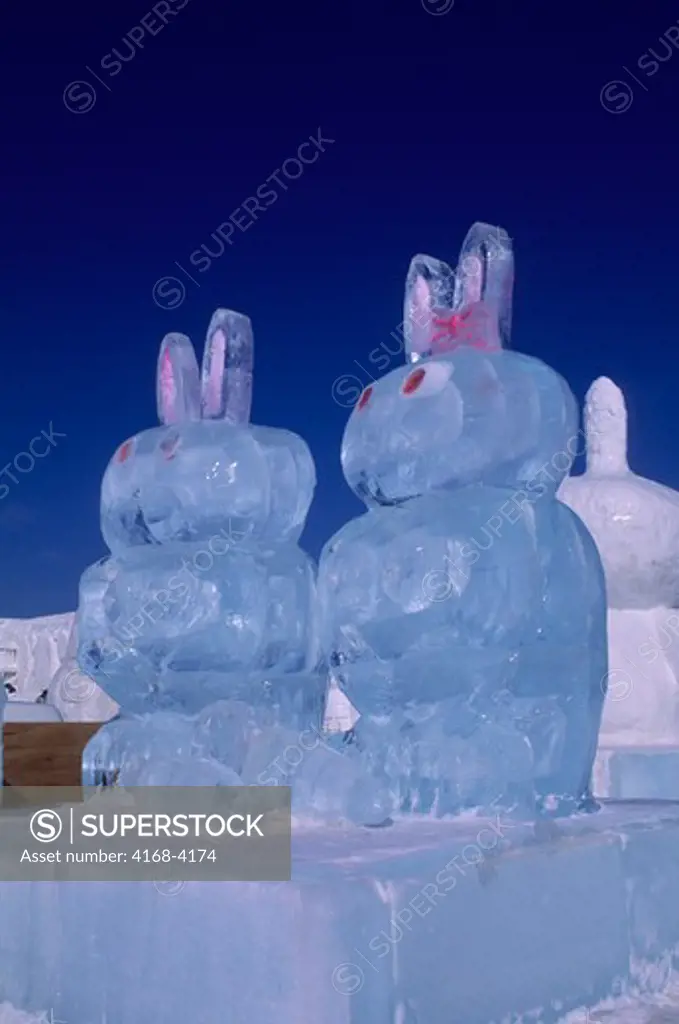 Japan, Hokkaido Island, Abashiri, Ice Sculptures, Bunnies
