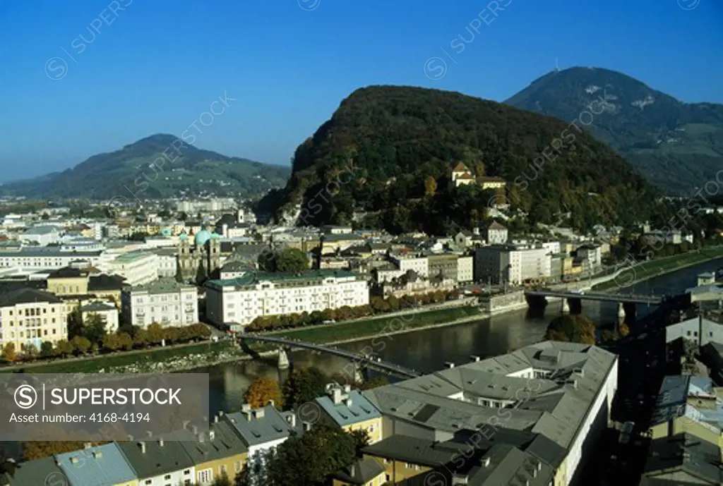 Austria, Salzburg, Overview Of City And River