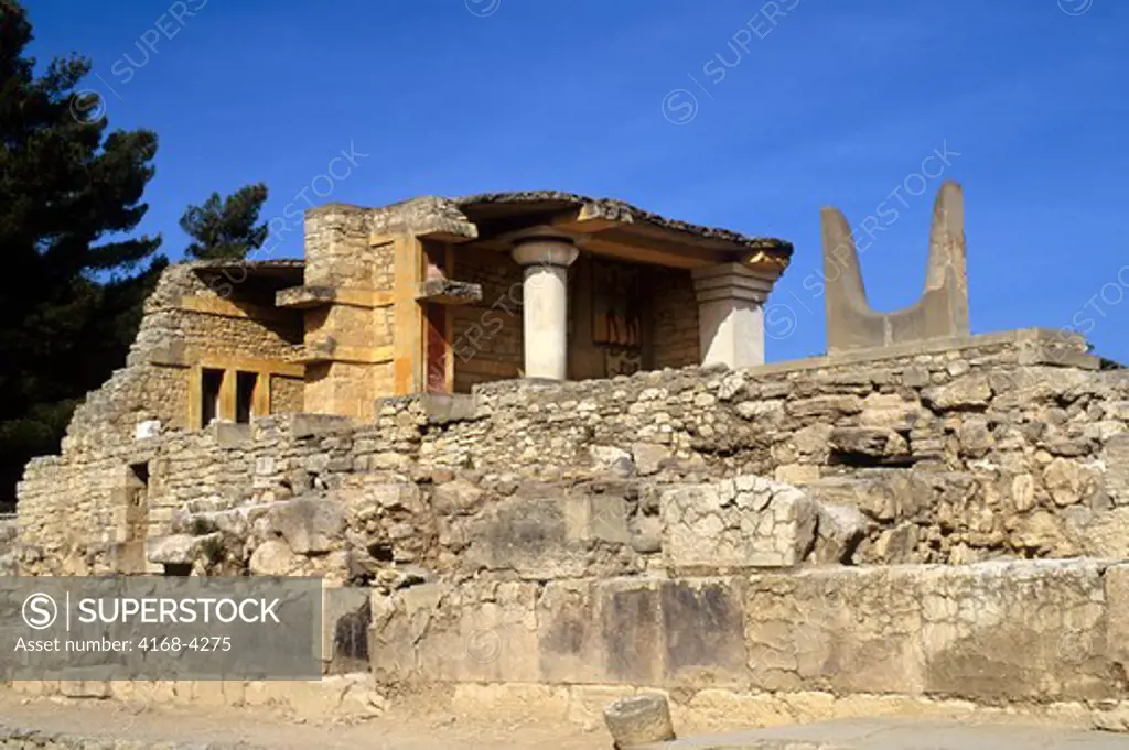 Greece, Crete, Herakleon, Palace Of Knossos, South Propylon, Limestone Horns