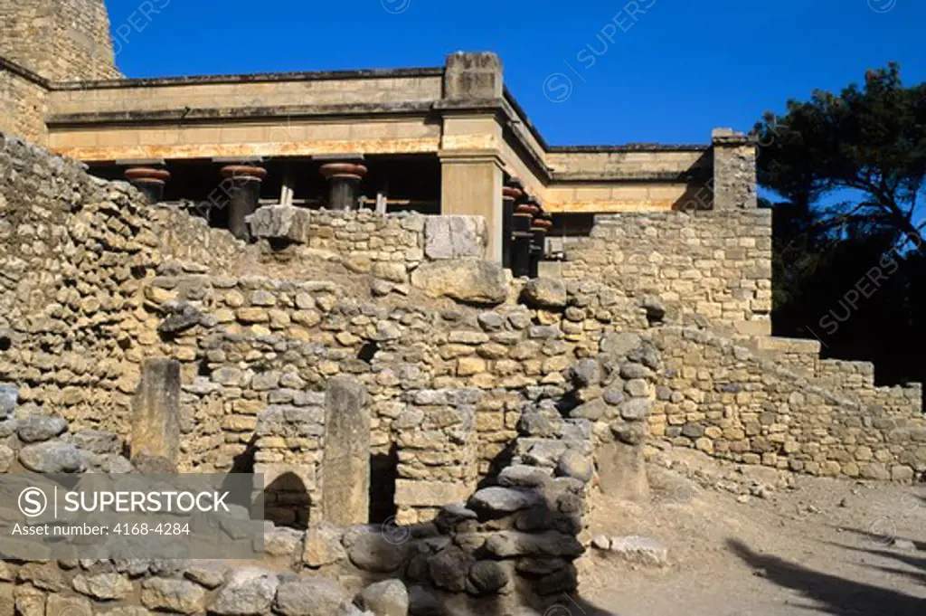 Greece, Crete, Herakleon, Palace Of Knossos, View Of The Hall Of The Double Axes
