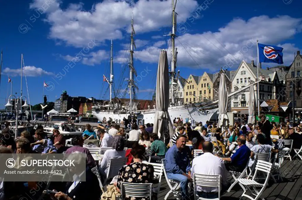 Norway, Bergen, Zachariasbryggen, Outdoor Restaurant