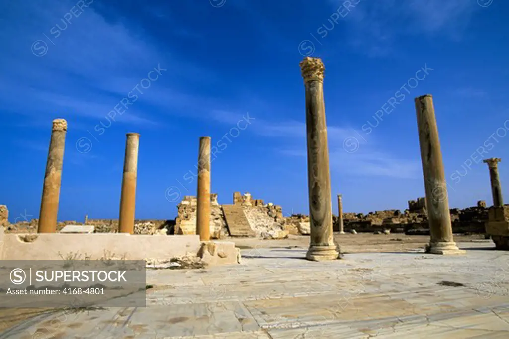 Libya, Az Zawiyah District, Sabratha, Antonini Temple dating back to 2nd Century