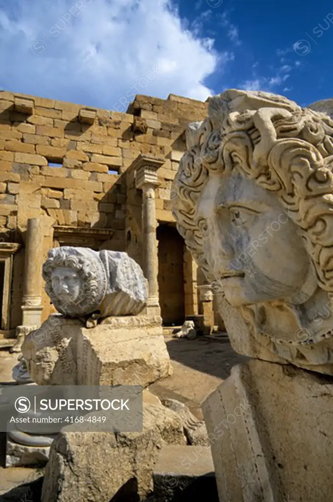 Libya, Near Tripoli, Leptis Magna, Severan Forum, Medusa Heads