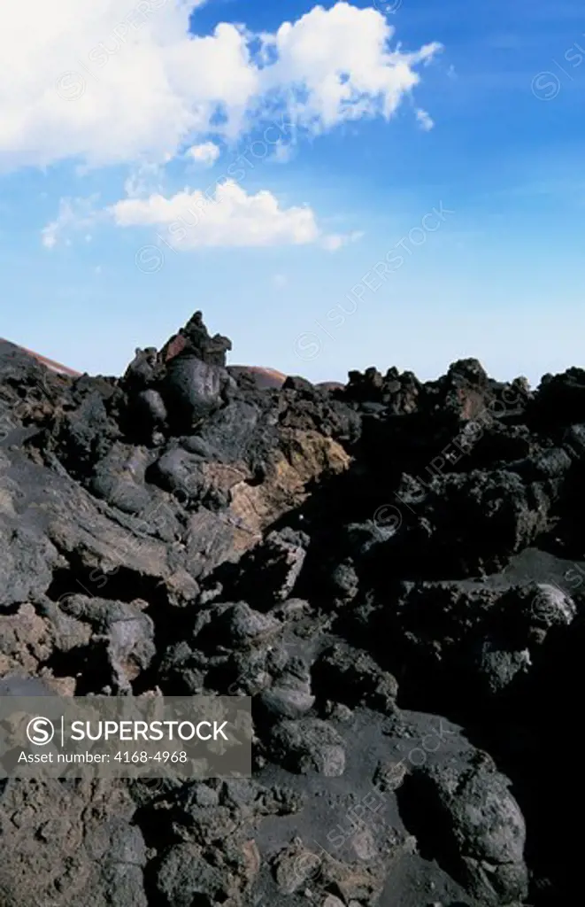 Italy, Sicily, Mt. Etna, Old lava flows at crater slope