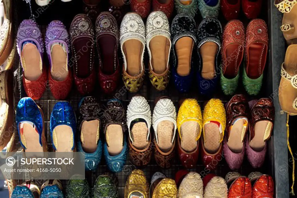 United Arab Emirates, Dubai, souk, street scene, color shoes