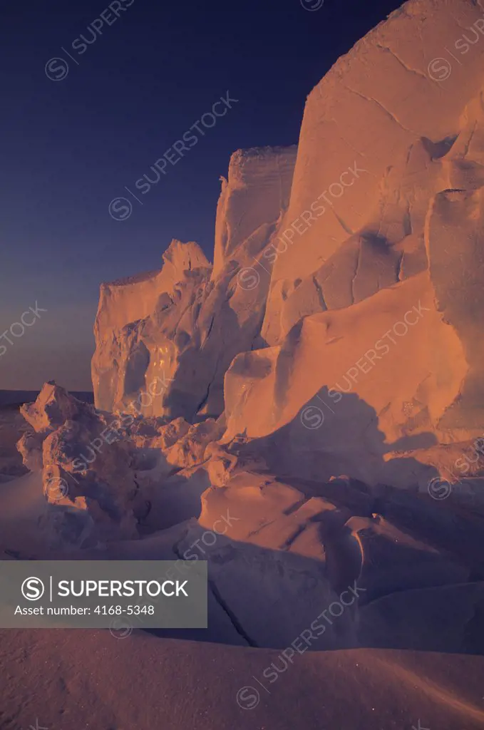 antarctica, atka iceport, iceberg in midnight sunshine