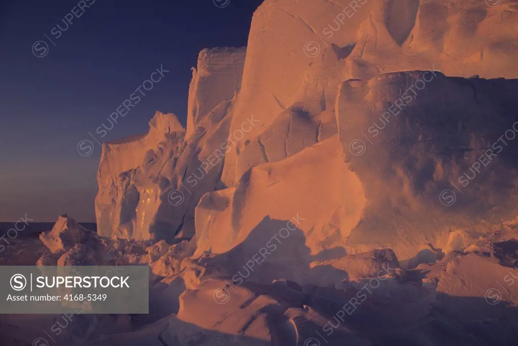 antarctica, atka iceport, iceberg in midnight sunshine
