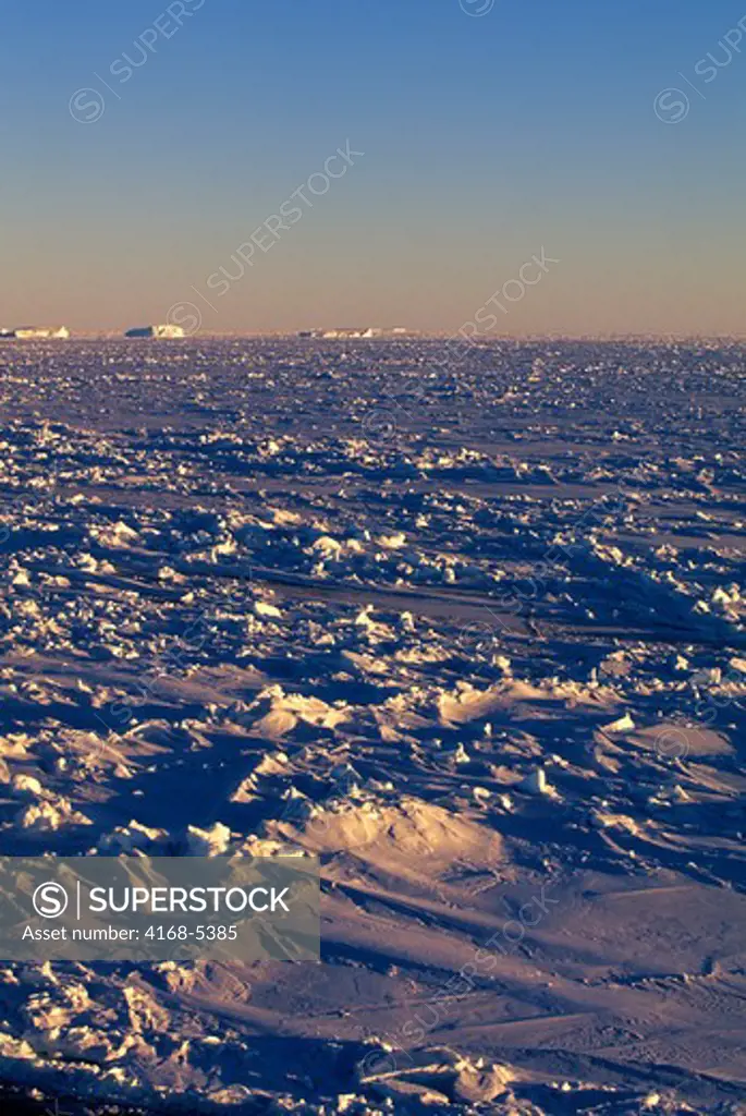 antarctica, weddell sea, pack ice in evening sunshine