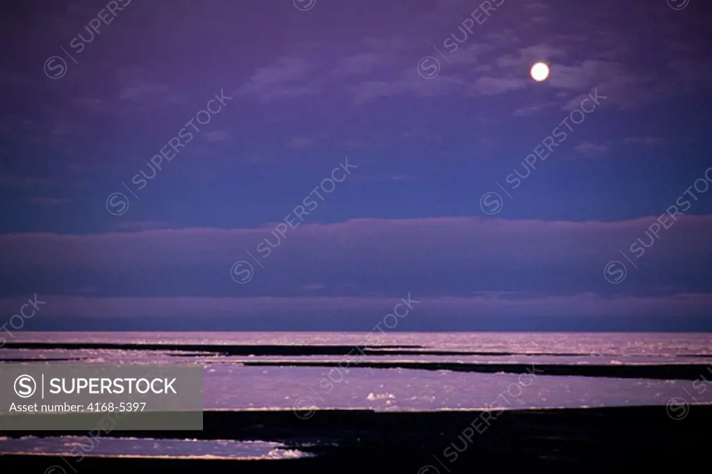 antarctica, weddell sea, pack ice with full moon