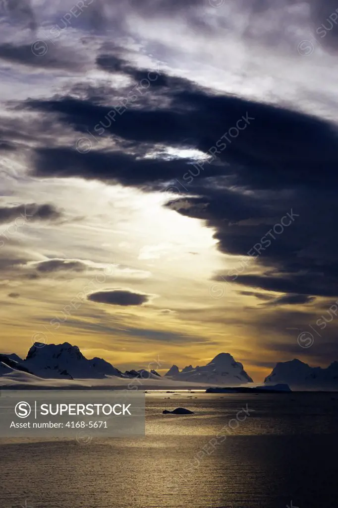 ANTARCTICA, PENINSULA AREA, VIEW OF LEMAIRE CHANNEL, EVENING LIGHT