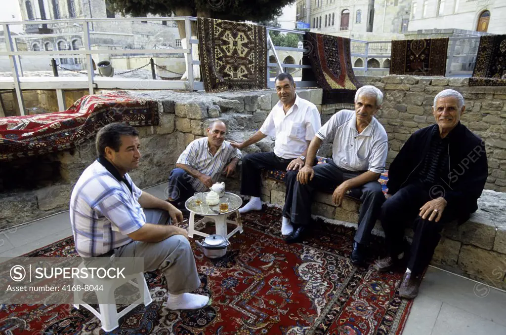 Azerbaijan, Baku, Old Town, Men Drinking Tea