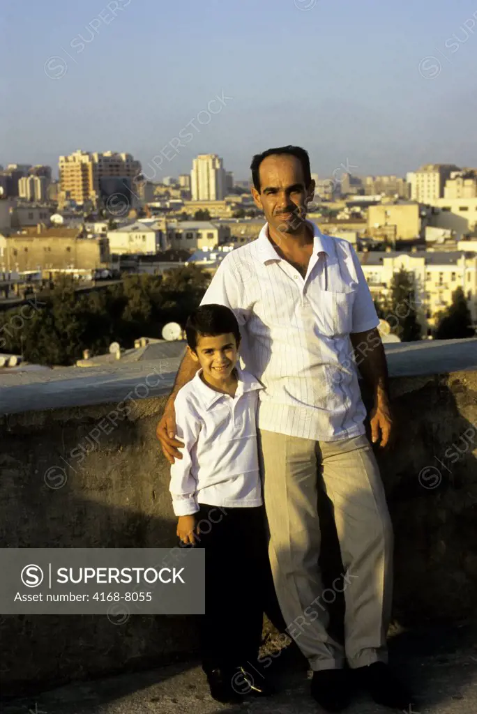 Azerbaijan, Baku, Old Town, Maiden'S Tower, Father And Son