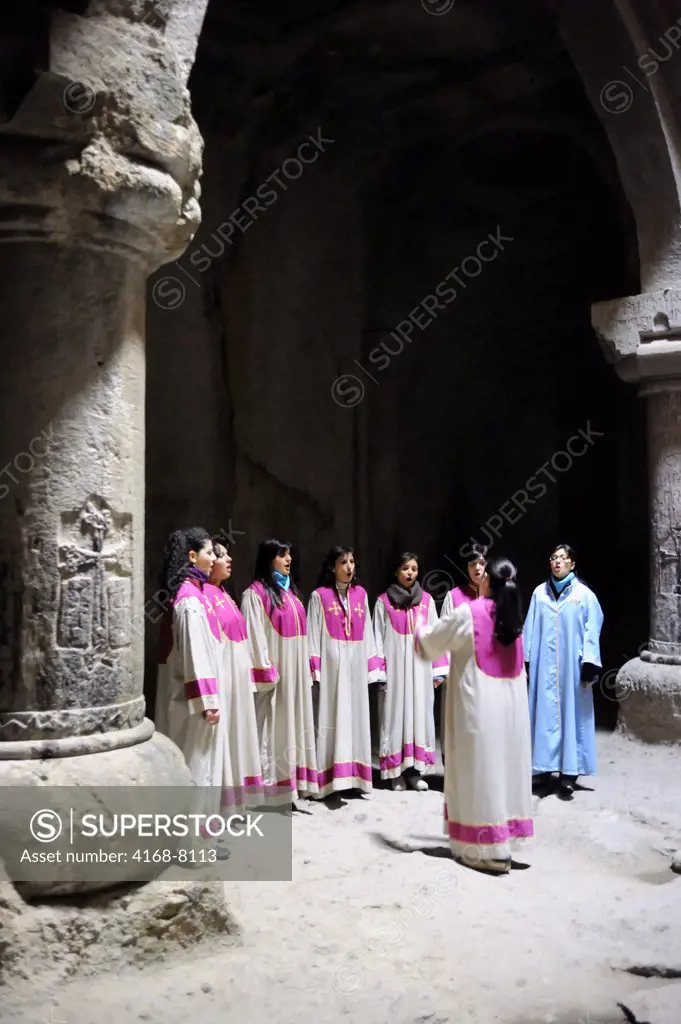 Armenia, Kotayk Province, Monastery of Geghard, Local women choir