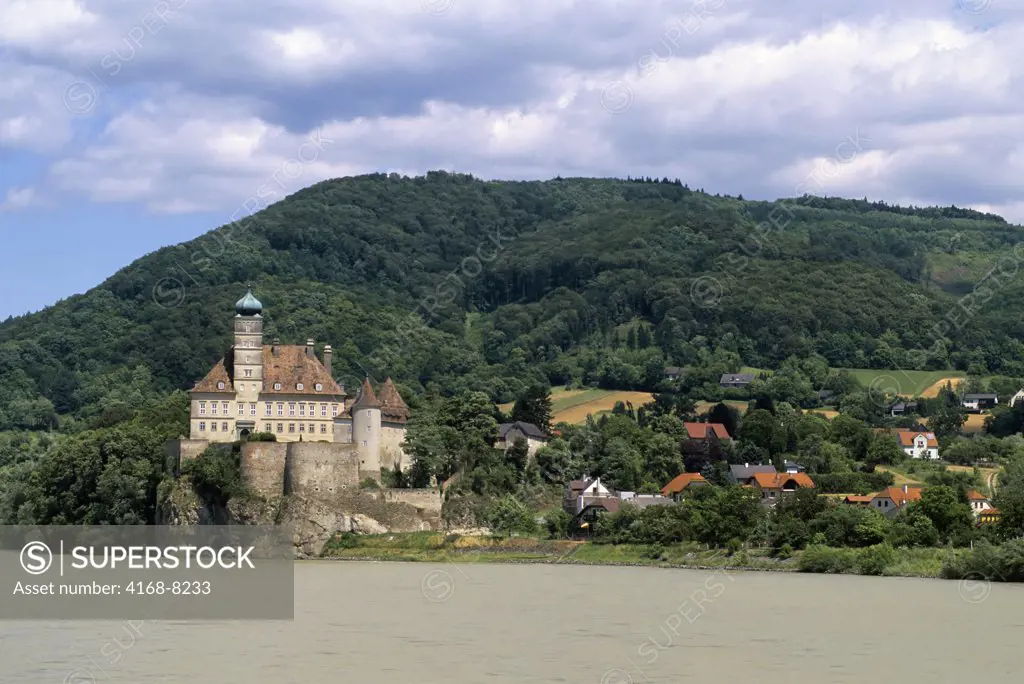 Austria, Wachau Valley, Schonbuhel Castle seen across Danube River