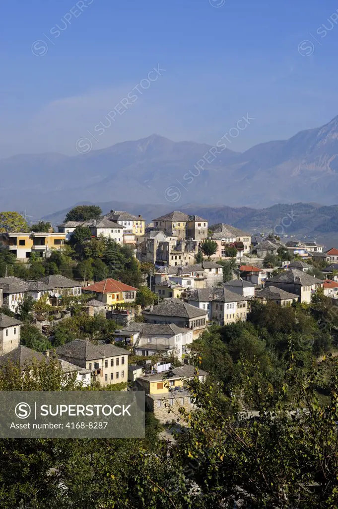 Albania, Gjirokastra, View of old town