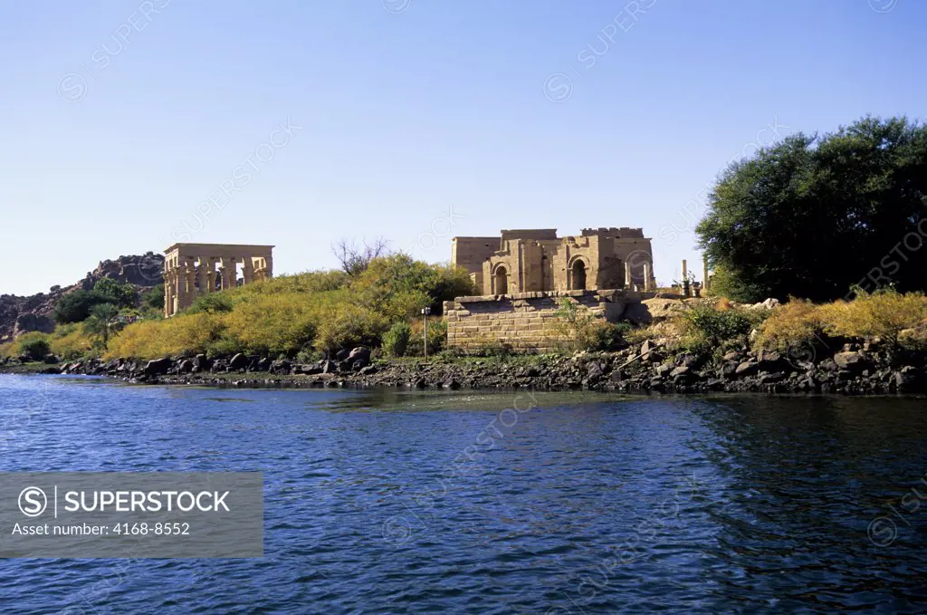 Egypt, Aswan, Nile River, Agilkia Island, View of Temple of Philae