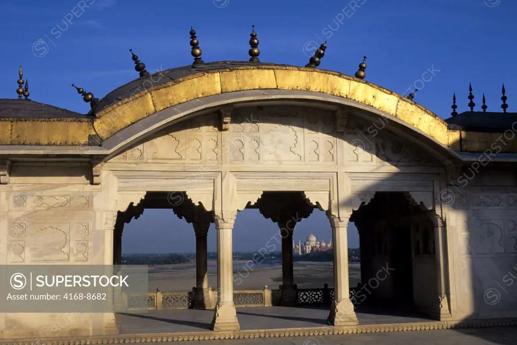 India, Agra, Fort, Residence of Shah Jahan, Taj Mahal in background