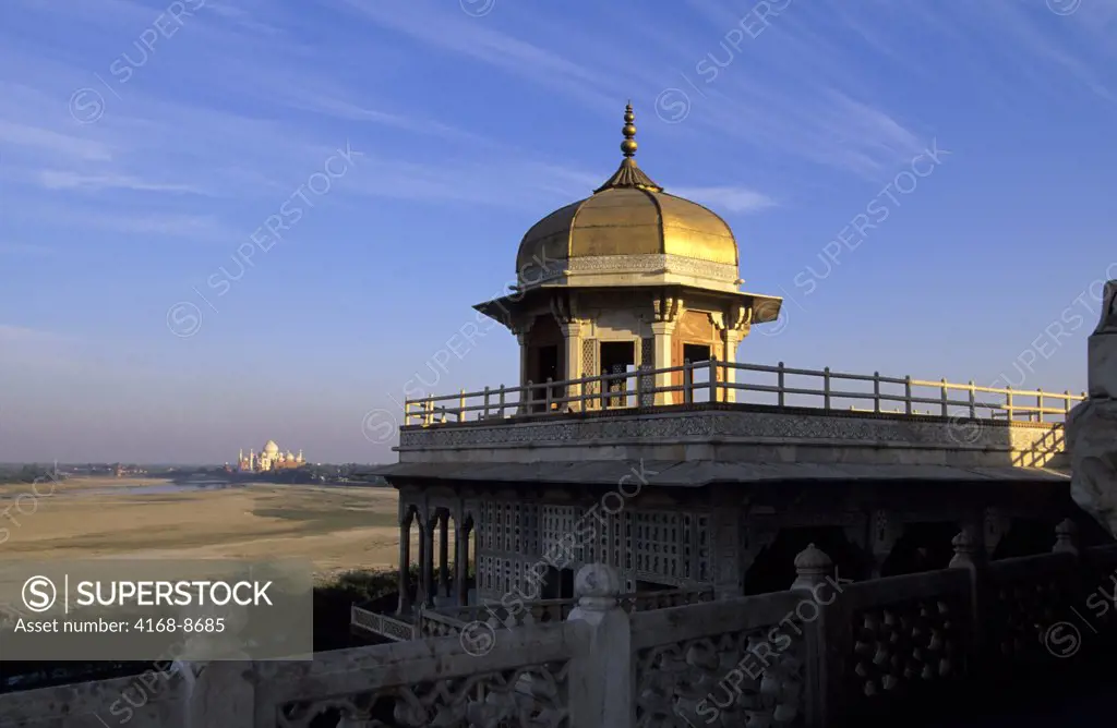 India, Agra, Fort, Residence of Shah Jahan, Taj Mahal in background