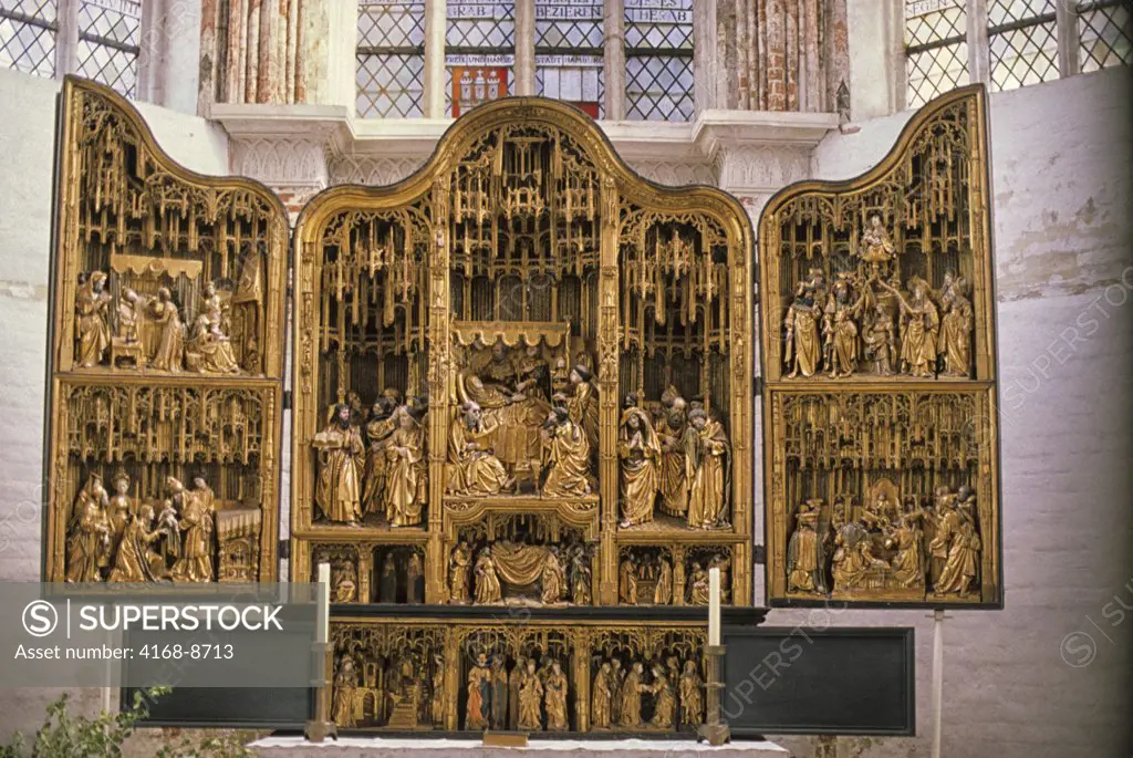Germany, Lubeck, St. Mary's Church, Carved Wooden Altar