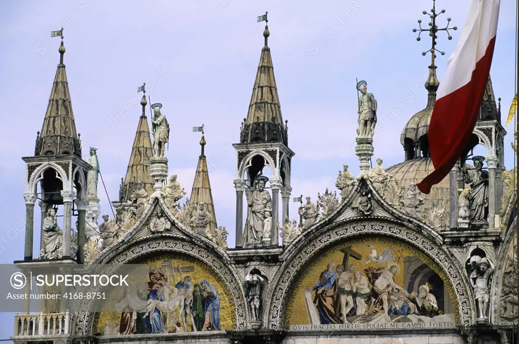 Italy, Venice, San Marco Quarter, St, Mark's Square, St. Mark's cathedral, Low angle view of frescos