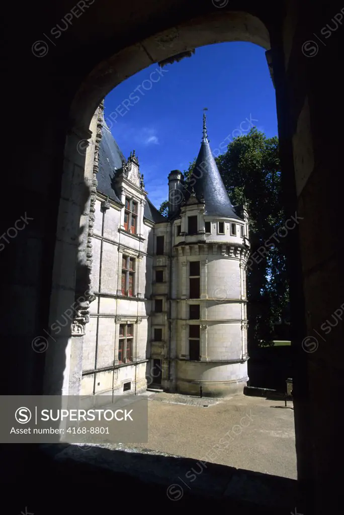 France, Loire Region, Near Chinon, Azay-Le-Rideau Chateaux, Castle, View from Window