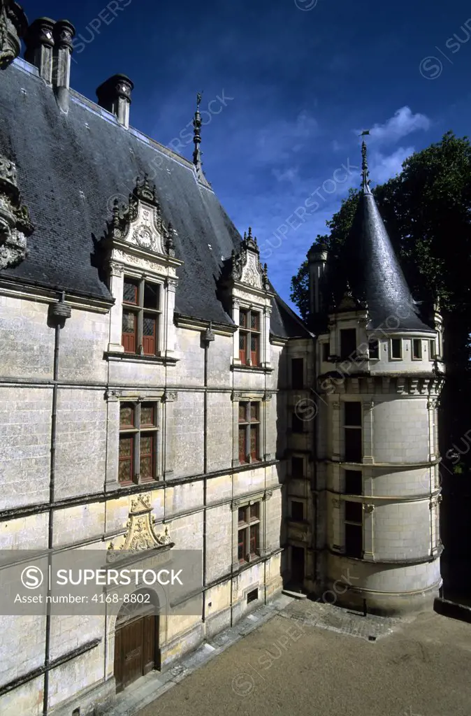 France, Loire Region, Near Chinon, Azay-Le-Rideau Chateaux, Castle, View from Window