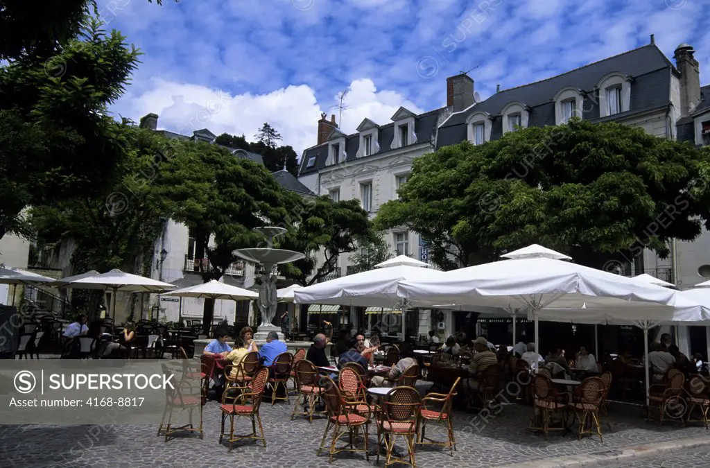 France, Loire Region, Chinon, Street Scene, Sidewalk Cafe, Restaurant