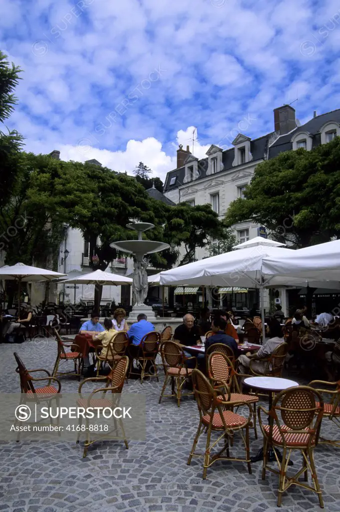 France, Loire Region, Chinon, Street Scene, Sidewalk Cafe, Restaurant