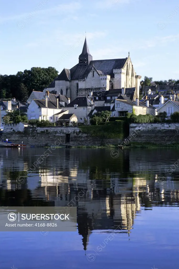 France, Loire Region, Near Chinon, Candes St. Martin, View of Monastery by Vienne River