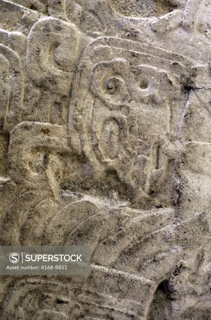 Guatemala, Tikal, Close-up of Carved Stelae