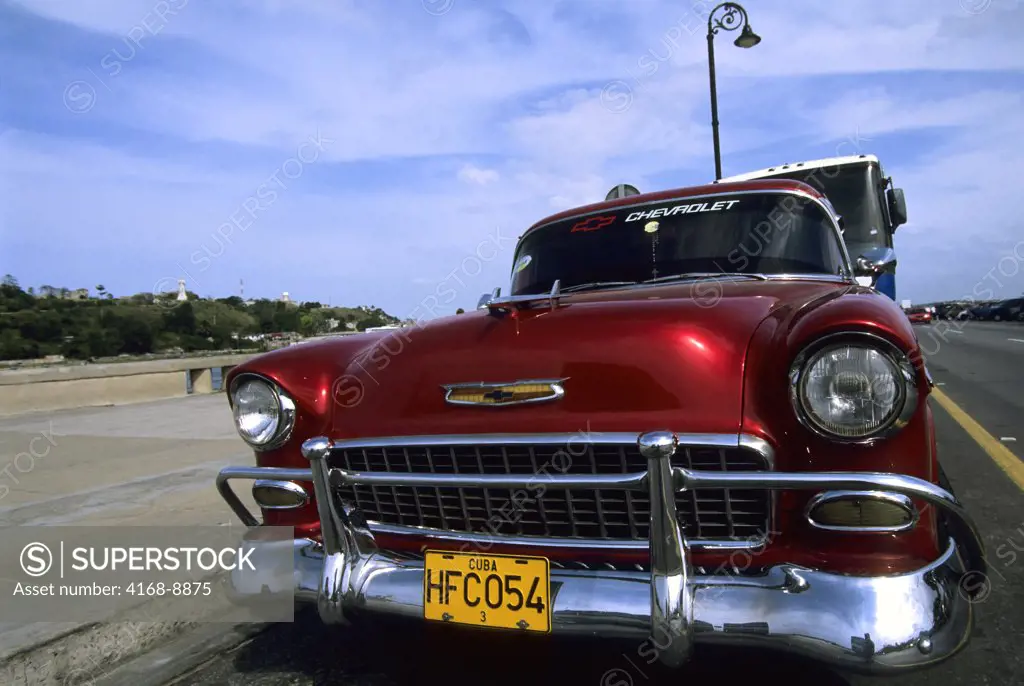 Cuba, Havana, Street Scene, Old Chevrolet Car on Street