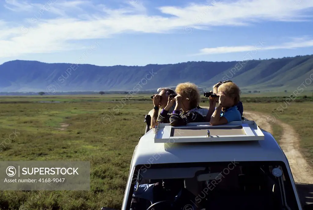 Tanzania, Ngorongoro Crater, Tourists On Game Drive