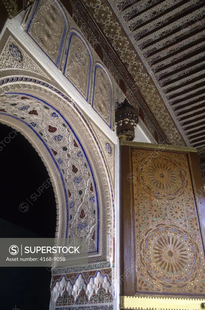 Morocco, Marrakech, Bahia Palace, Archway, Painted Door, Detail