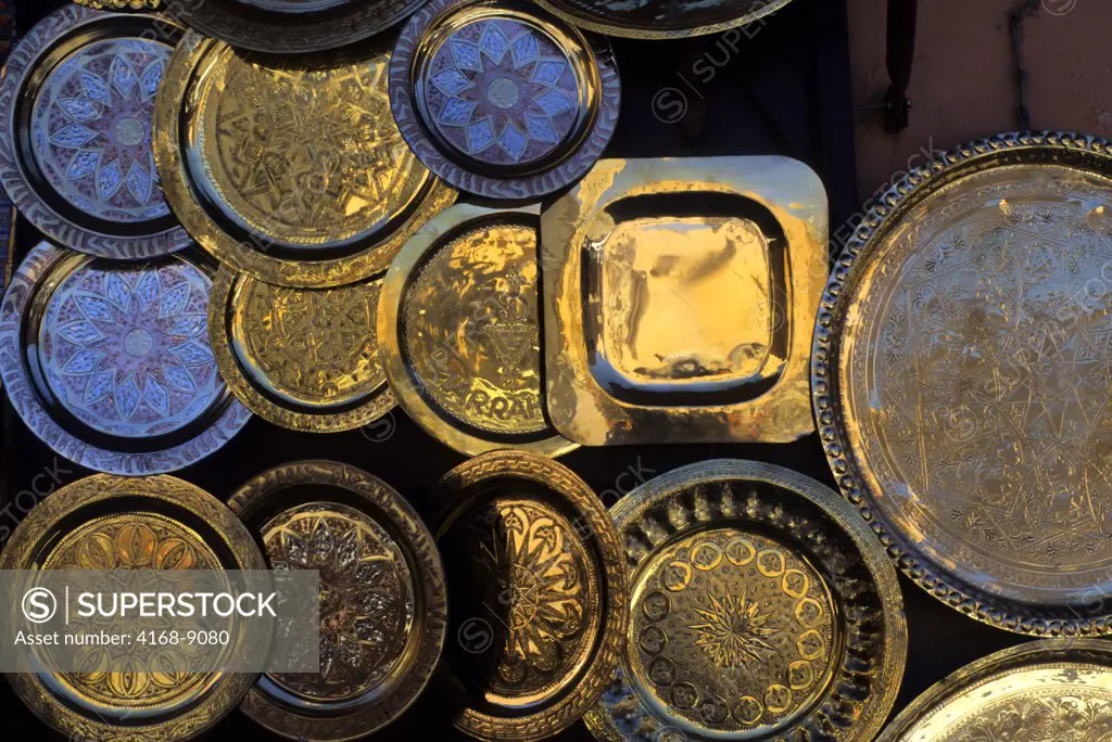 Morocco, Marrakech, Medina, Copper Plates For Sale