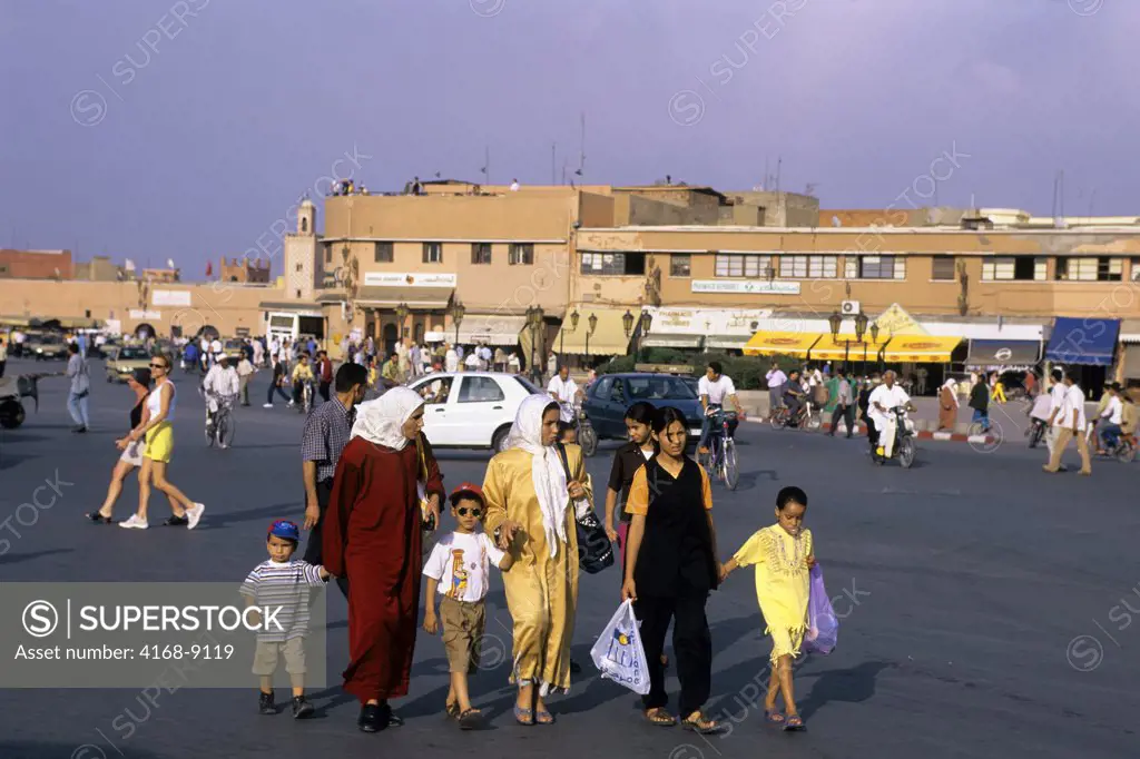 Morocco, Marrakech, City Square, Djemaa El-Fna Square, Moroccan Family