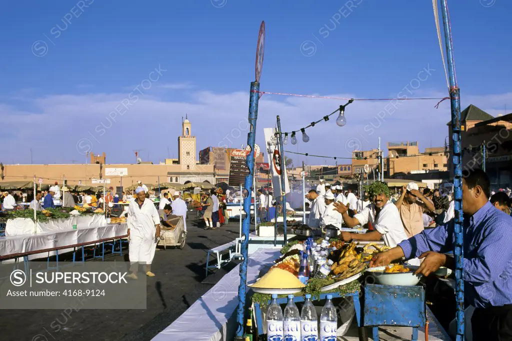 Morocco, Marrakech, City Square, Djemaa El-Fna Square, Food Stalls
