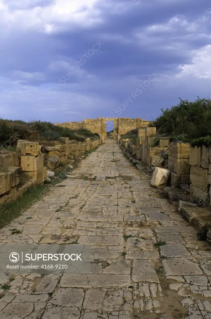 Libya, Near Tripoli, Leptis Magna, Roman Street, Byzantine Gate