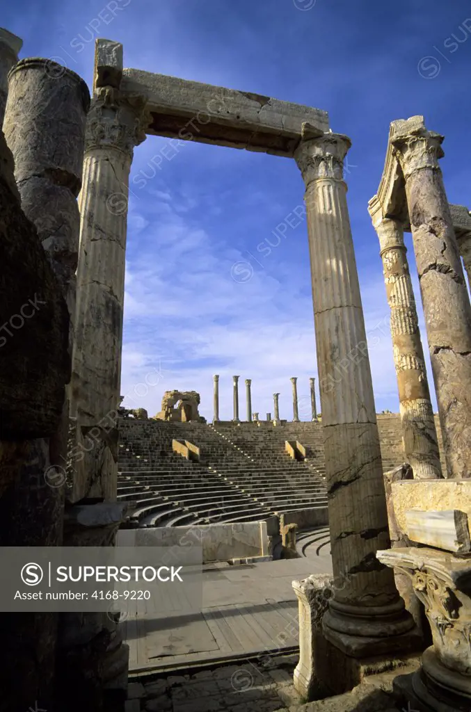 Libya, Near Tripoli, Leptis Magna, Theatre, Columns