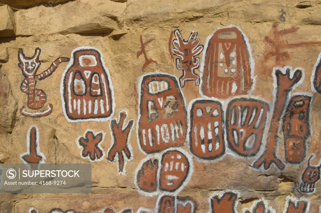 Mali, Near Bandiagara, Dogon Country, Songho Dogon Village, Ceremonial Site For Circumcision Rituals, With Cliff Paintings