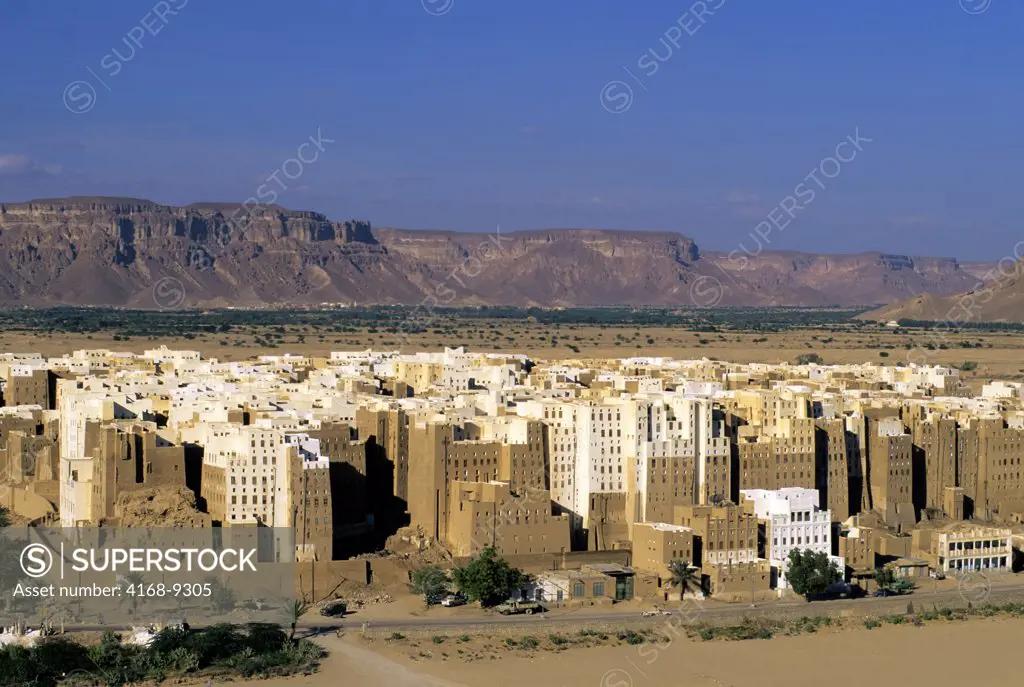 Yemen, Wadi Hadramawt, View Of Shibam From Hill, 'Manhattan Of The Desert'