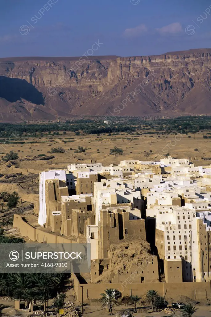 Yemen, Wadi Hadramawt, View Of Shibam From Hill, 'Manhattan Of The Desert'