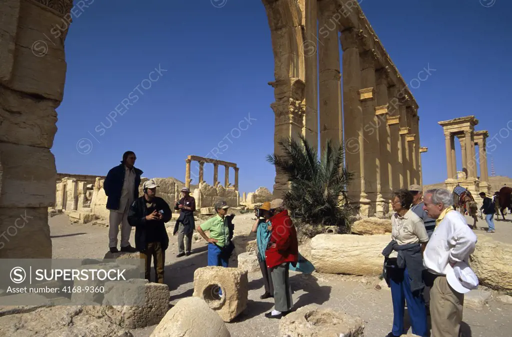 Syria, Palmyra, Ancient Roman City, Colonnaded Street, Tourists