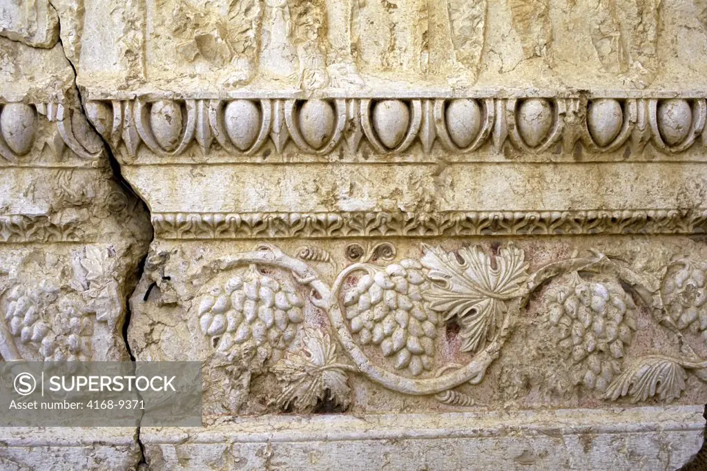 Syria, Palmyra, Ancient Roman City, Temple Of Bel, Detail Of Column, Grapes