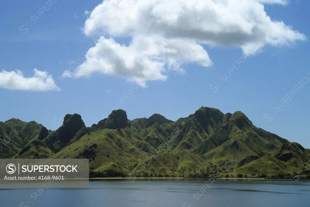 Indonesia, Komodo Island, View Of The Island From Sea