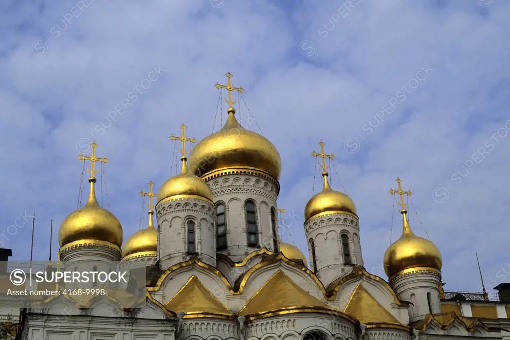 Russia, Moscow, Kremlin, Cathedral Square, Annunciation Cathedral, Gilded Onion Domes