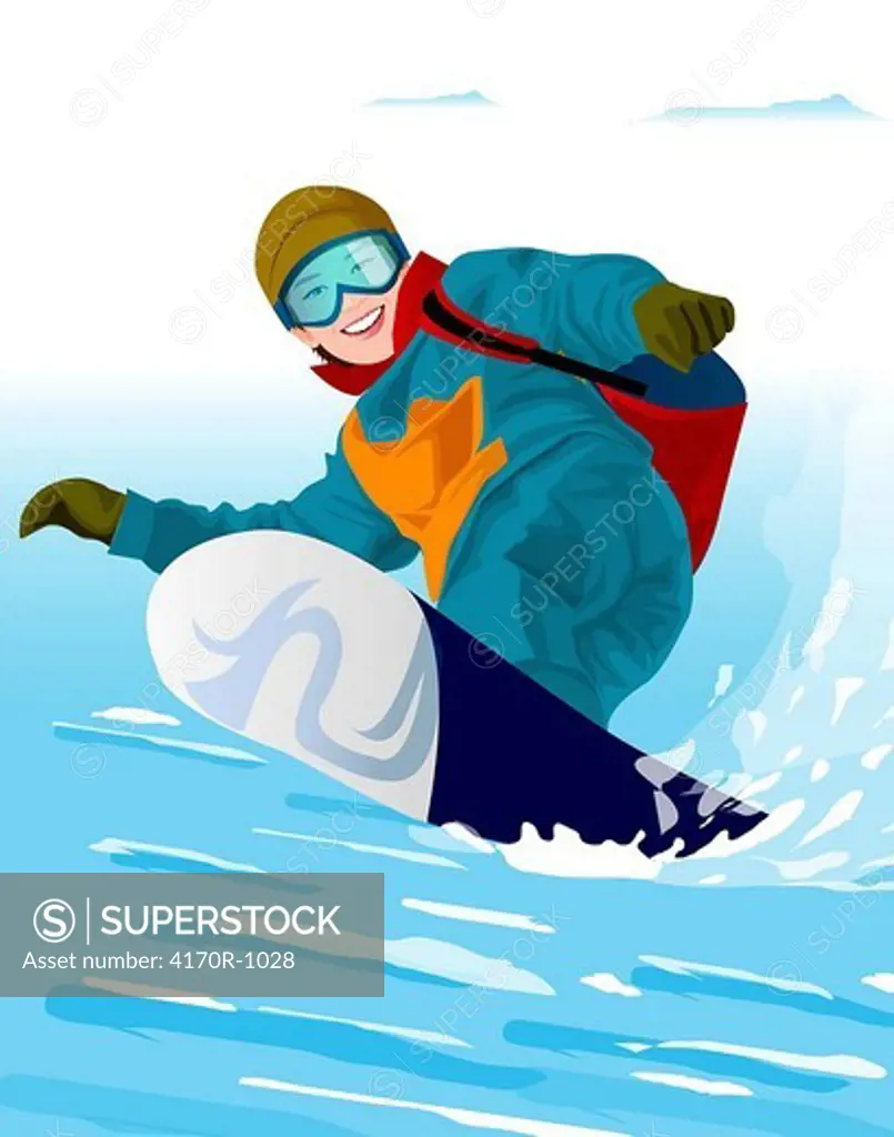Low angle view of a woman snowboarding