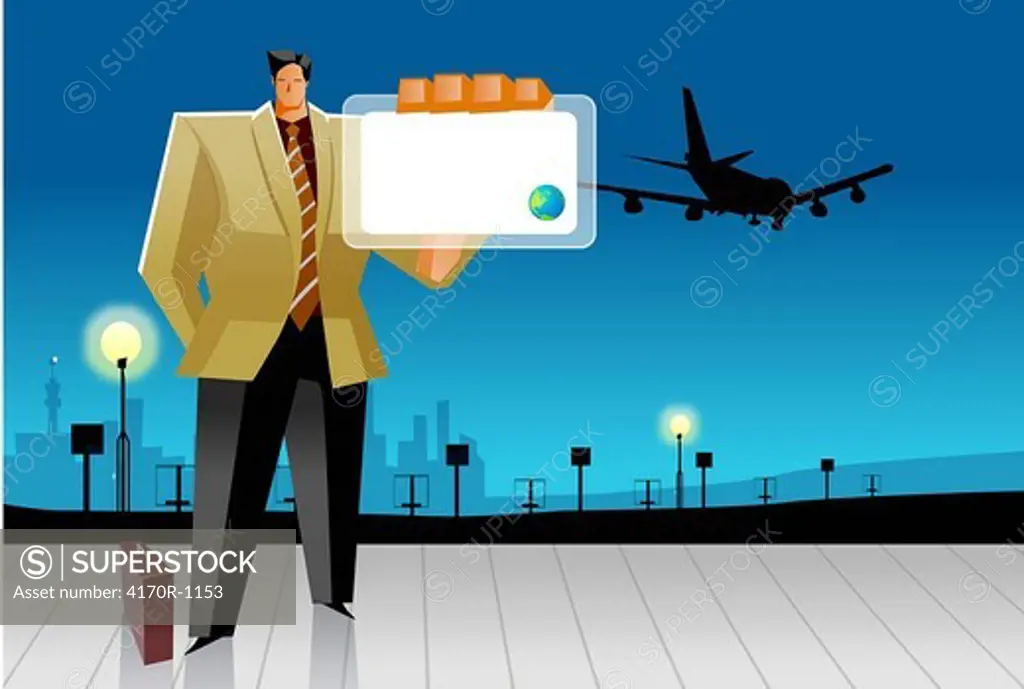 Businessman showing his ID card at an airport