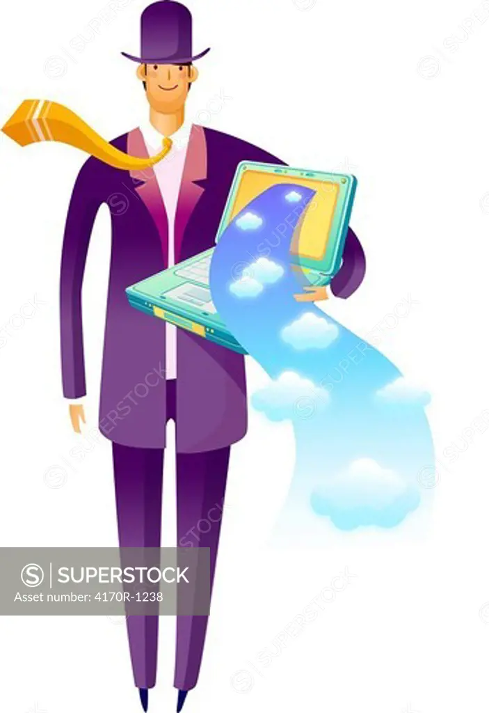 Businessman holding a laptop