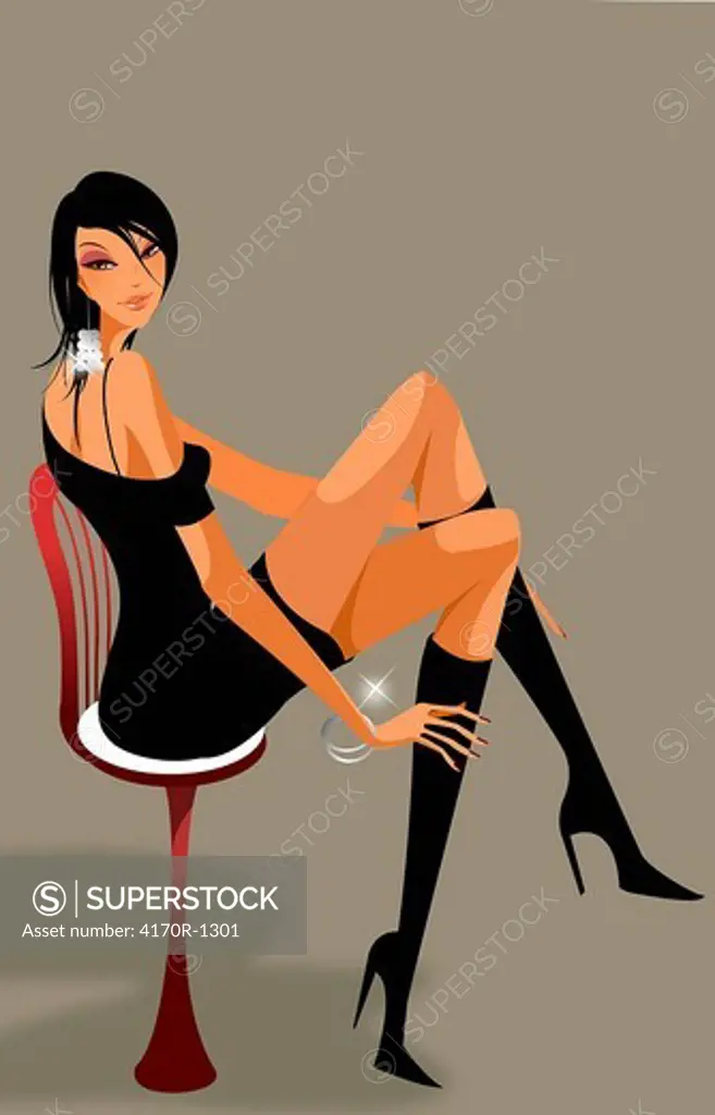 Side profile of a woman sitting on a chair