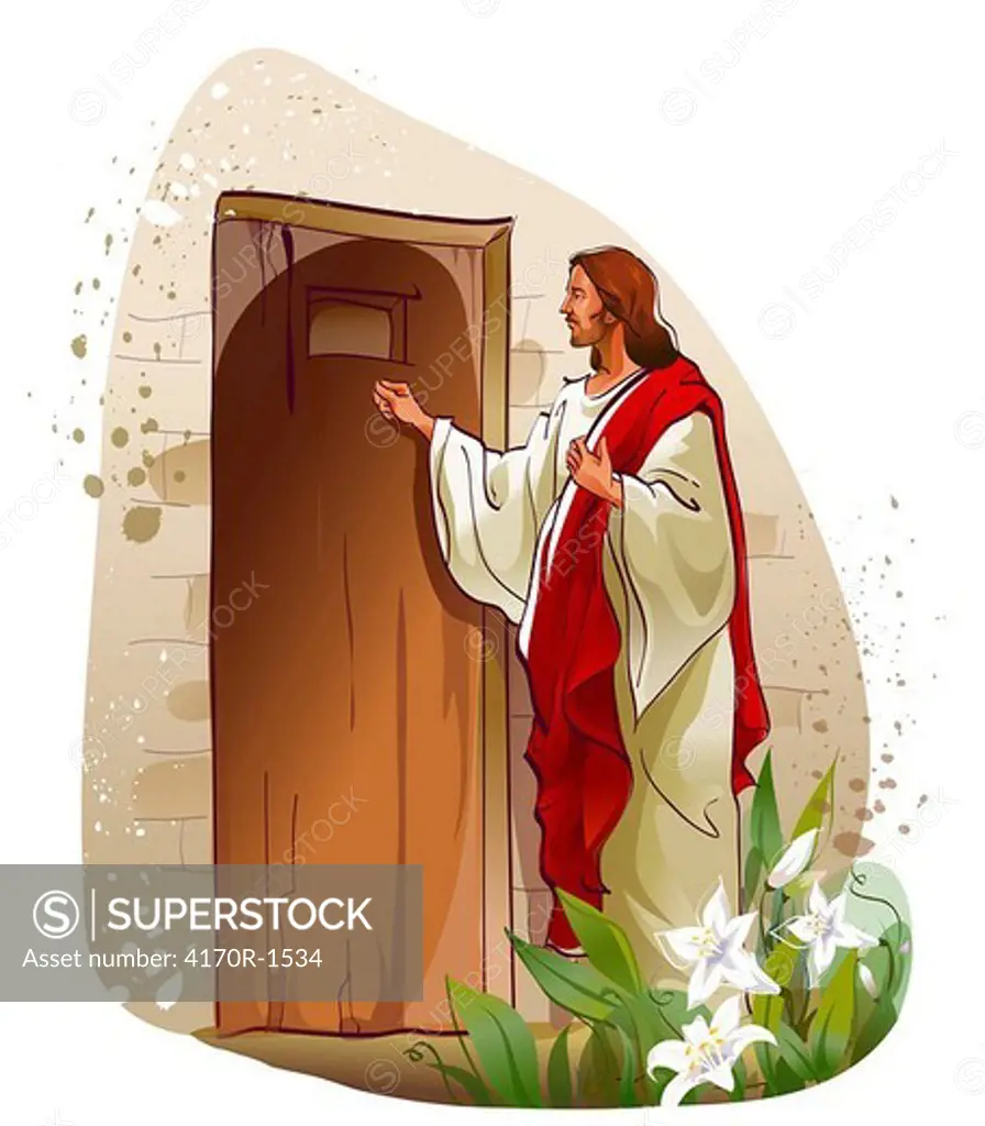 Jesus Christ knocking on a door